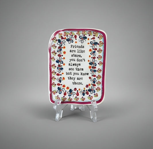 Ceramic Floral Painted Standing plague with holder included