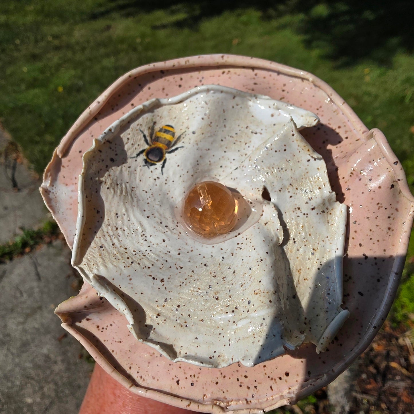 Handmade Ceramic Flower Garden Stakes Set of 2
