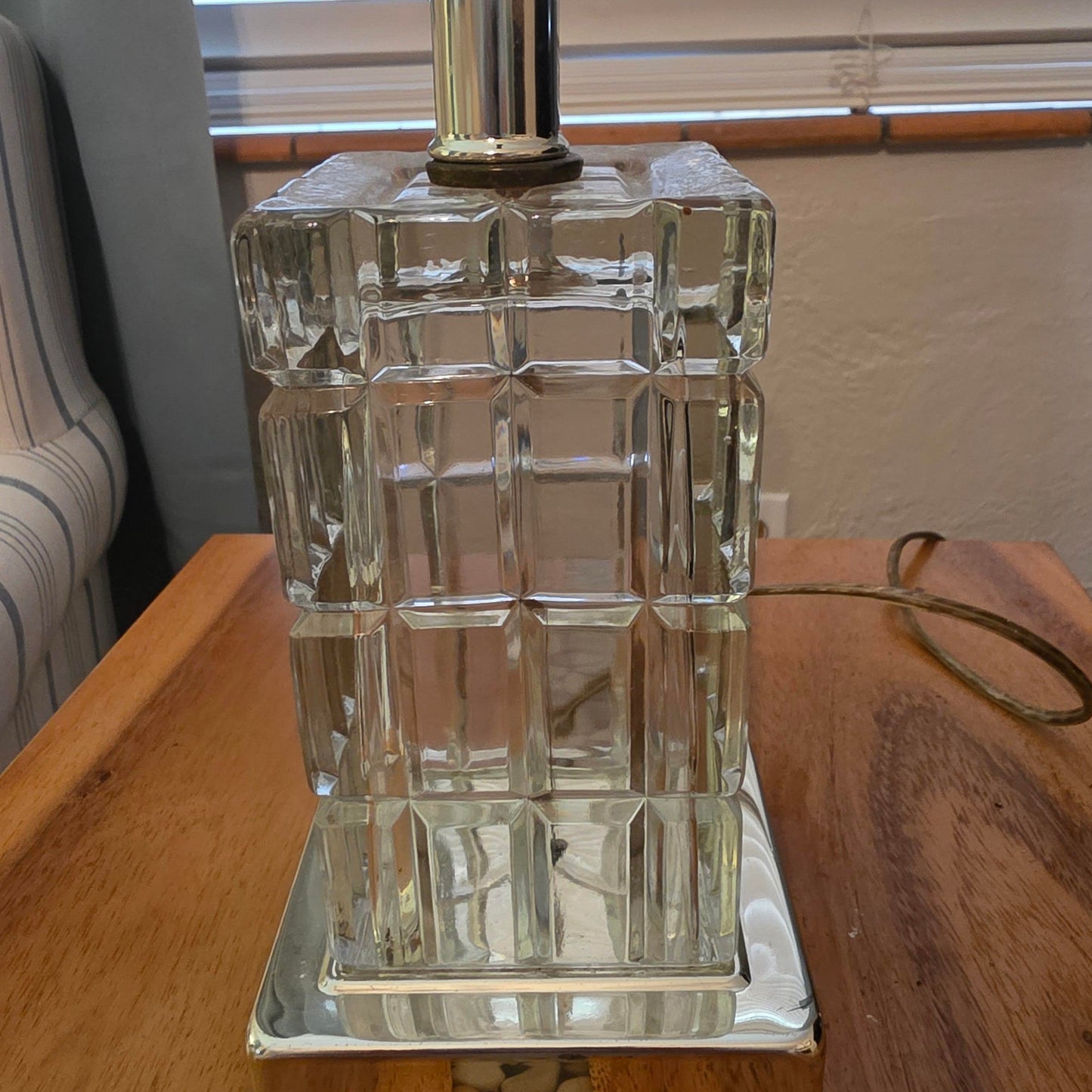 Small Vintage Beveled Glass Lamp
