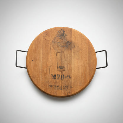 Reclaimed wine Barrel Head Repurposed as Serving Tray