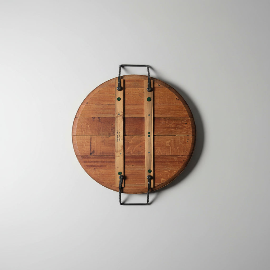 Reclaimed wine Barrel Head Repurposed as Serving Tray