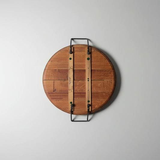 Reclaimed wine Barrel Head Repurposed as Serving Tray