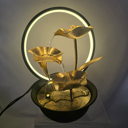Metal Lotus Indoor Tabletop Fountain