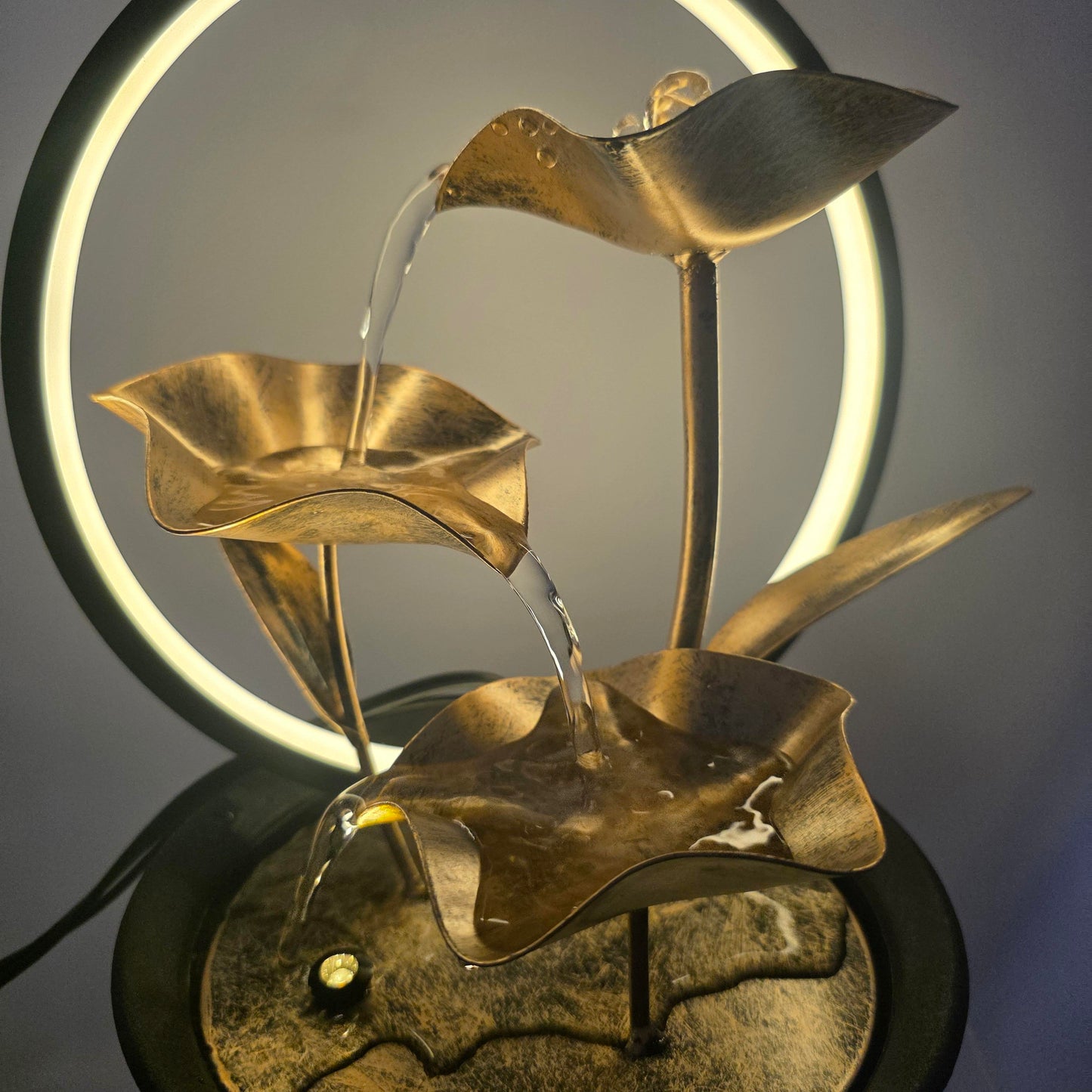 Metal Lotus Indoor Tabletop Fountain