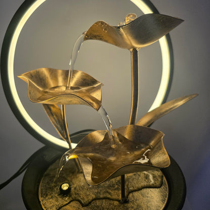 Metal Lotus Indoor Tabletop Fountain
