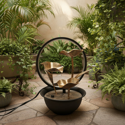 Metal Lotus Indoor Tabletop Fountain