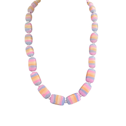 Vintage Chunky  Laminated Pastel  striped  plastic beads