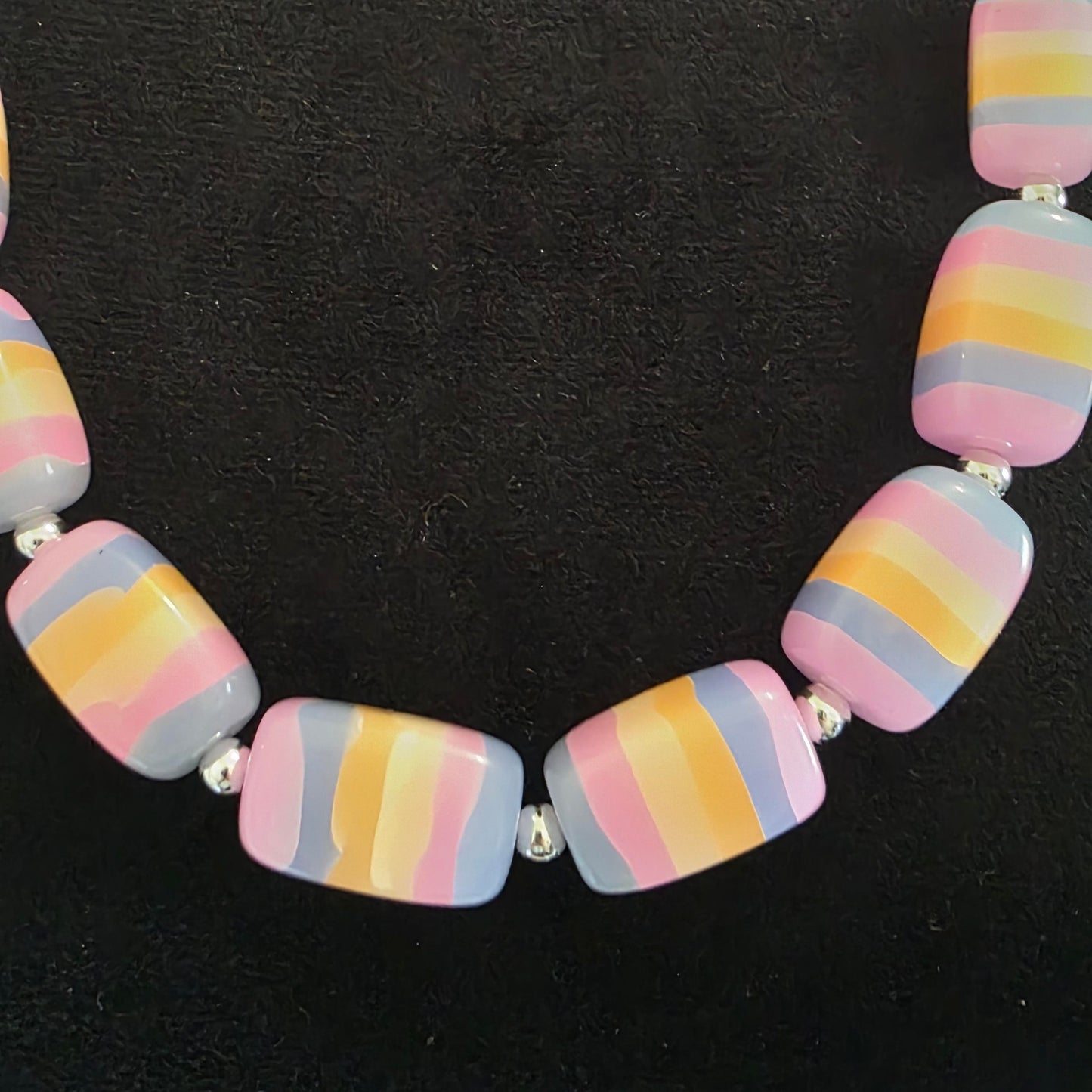 Vintage Chunky  Laminated Pastel  striped  plastic beads