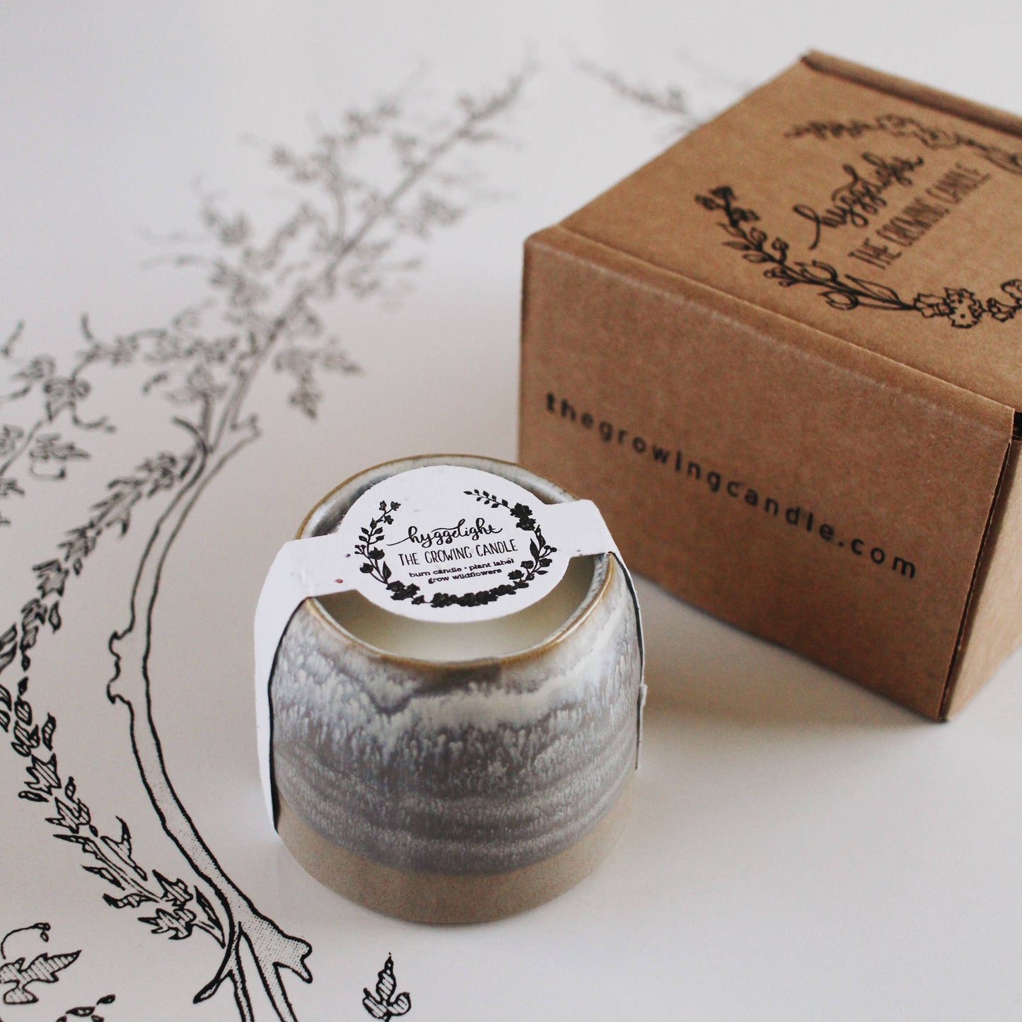 Greta | Growing Candle, flower seed-label, gifts, candles: Chai