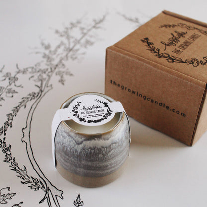 Greta | Growing Candle, flower seed-label, gifts, candles: Chai