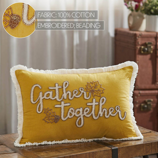 Autumn Harvest Fall Leaves Throw Pillow 14x20