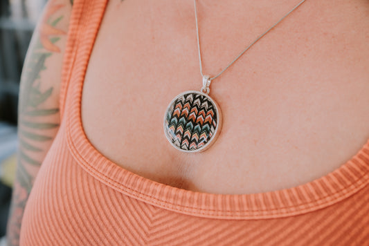 Handmade Necklace with Inlaid Wood