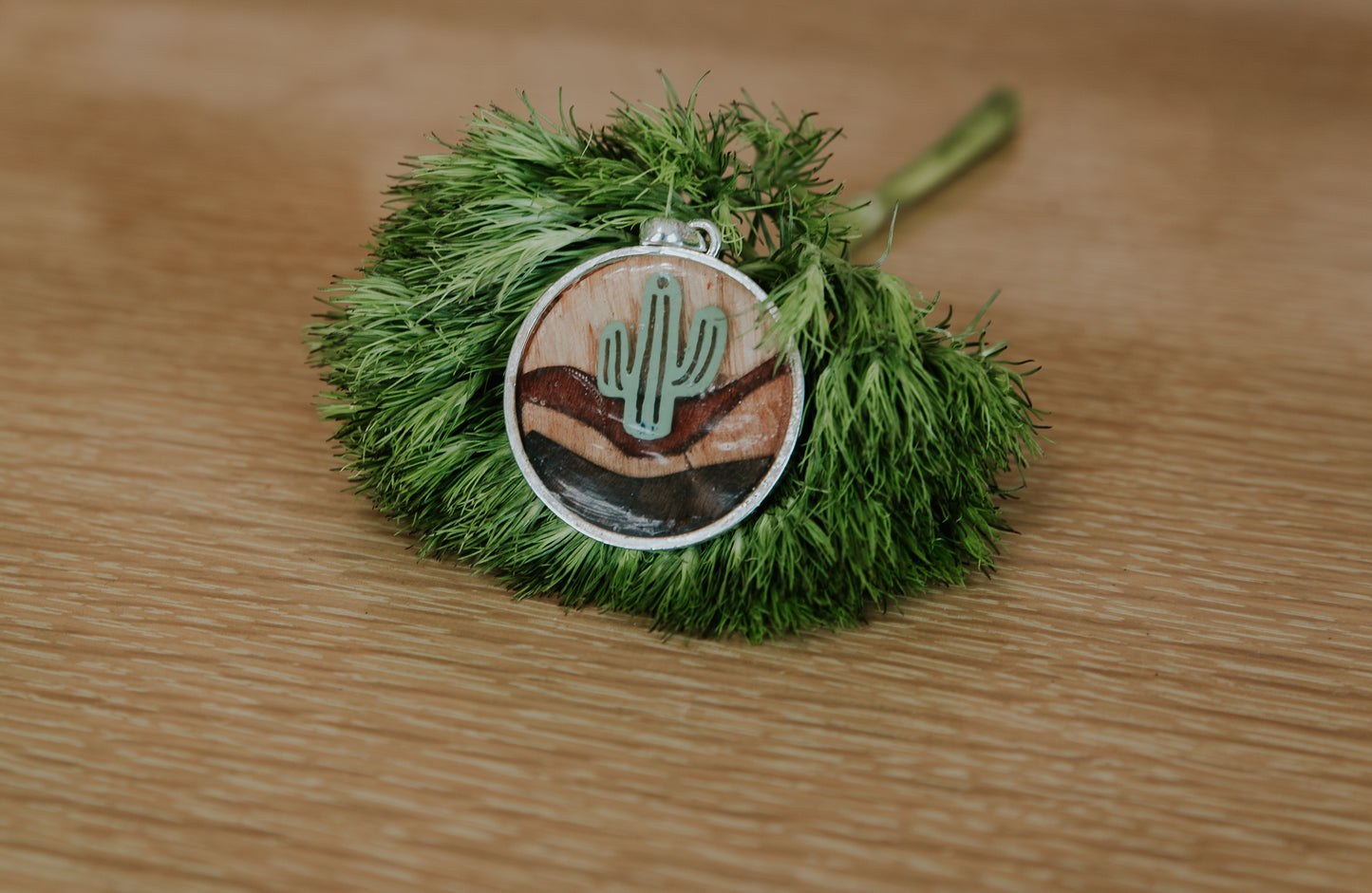 Inlay Wood  with Catus Necklace