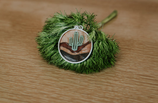 Inlay Wood  with Catus Necklace