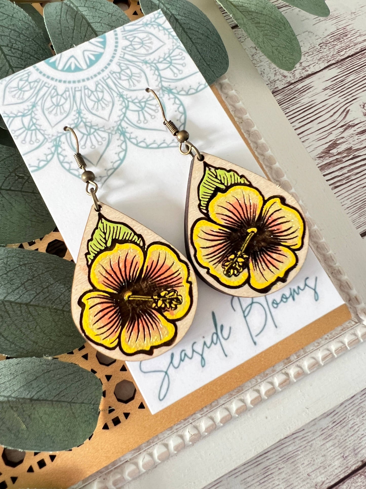 Boho cute hand painted lightweight maple wood   