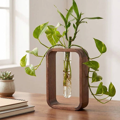 Wood Hydroponic Vase Size small