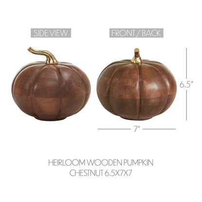Chestnut Mango Wood Pumpkin 7" Rustic Farmhouse Fall Decor