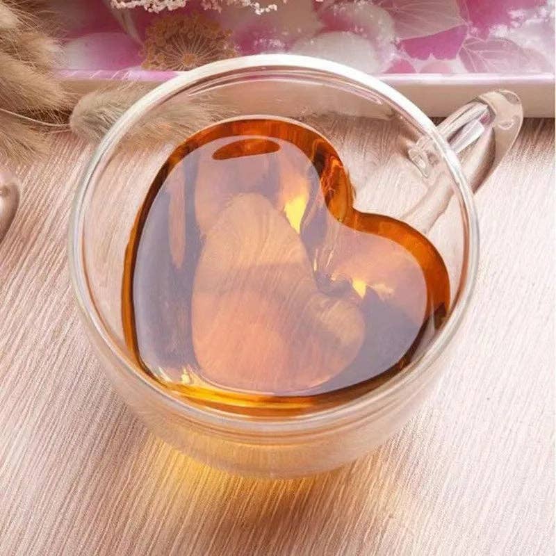 Heart Shape Glass Coffee Mug: Small