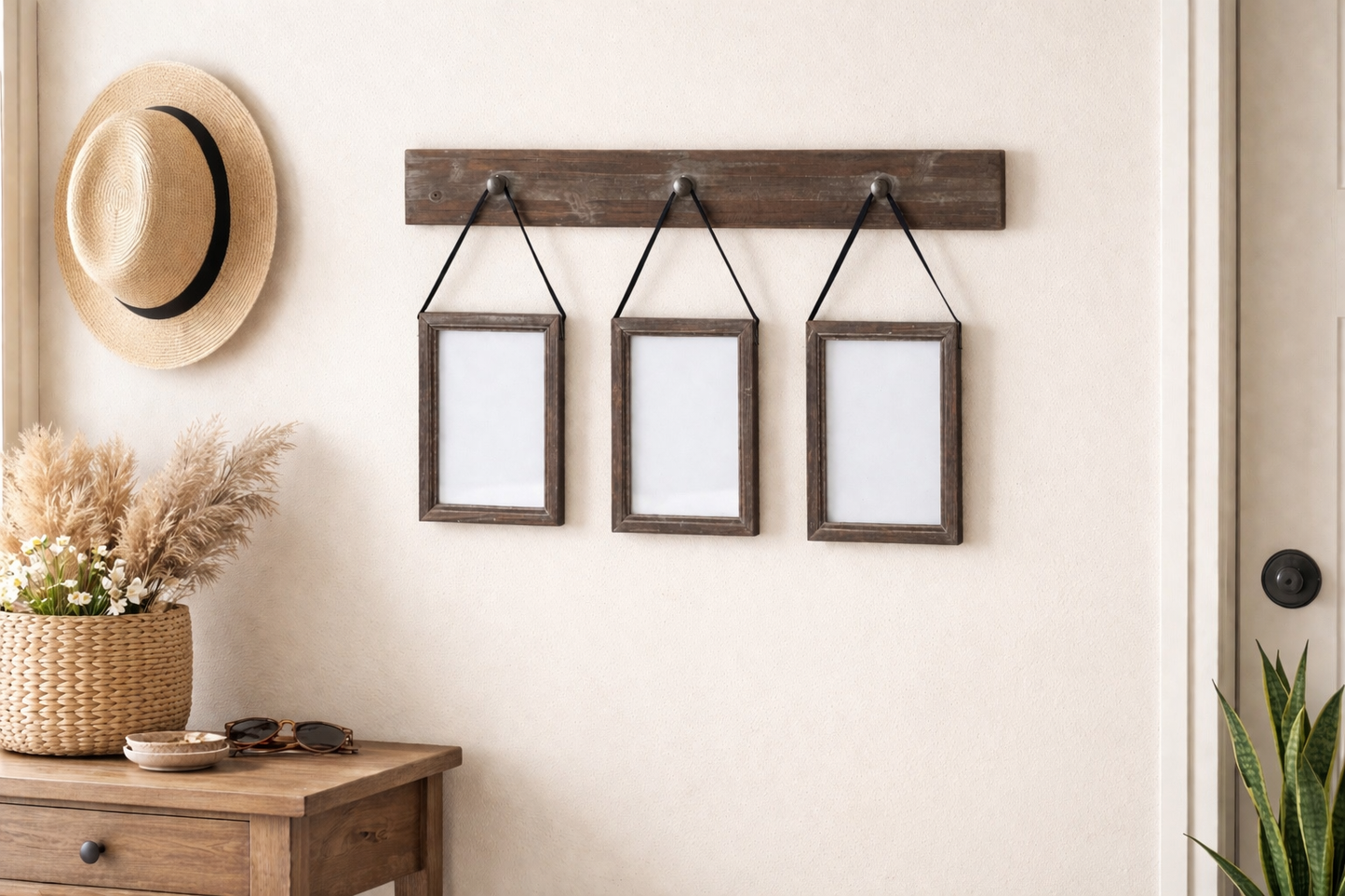 3 Photo Frame With Wood Board