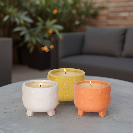 Ceramic Big Dot Footed Planter, 16 Oz white color (one candle)