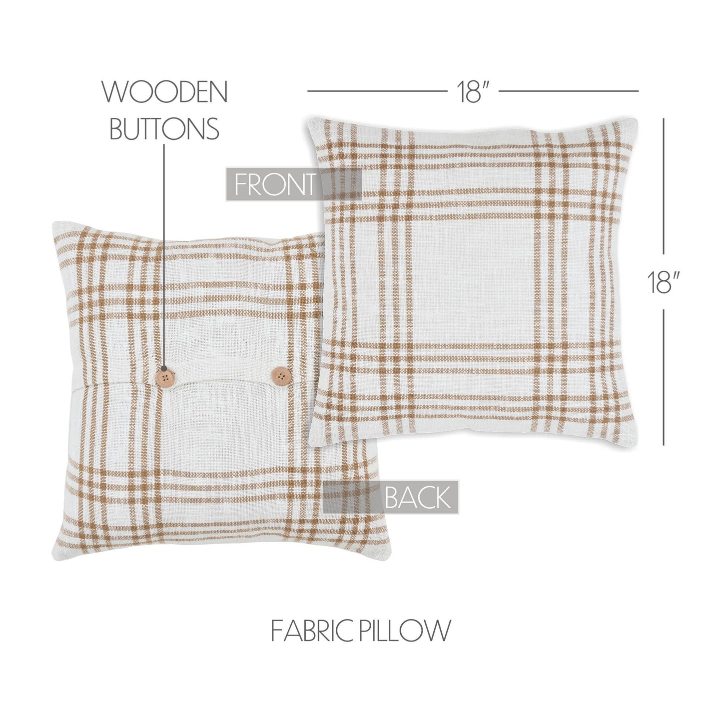Woven Textured Wheat Plaid Fall Throw Pillow 18x18