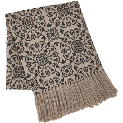 Custom House Black Tan Jacquard Woven Throw Blanket 50x60