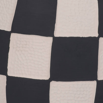 Planter - Black/White Pottery Checkerboard Rounded, 8 in.