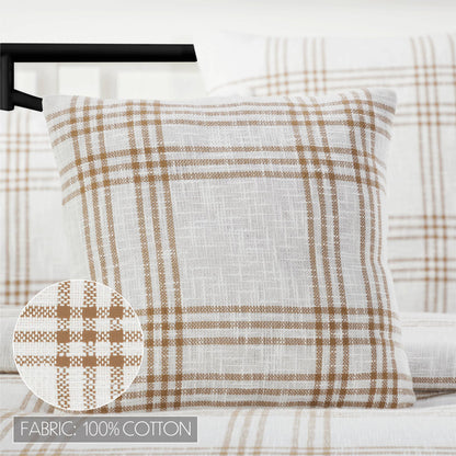 Woven Textured Wheat Plaid Fall Throw Pillow 18x18