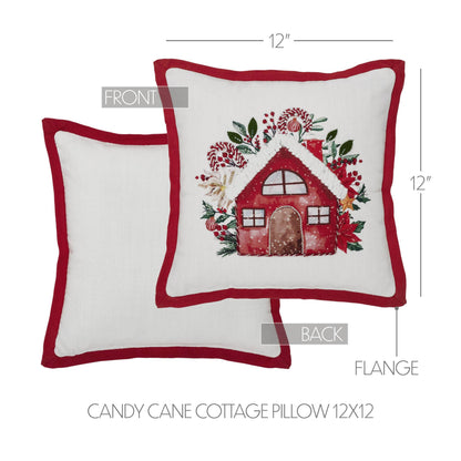 Christmas Candy Cane Cottage Throw Pillow 12x12