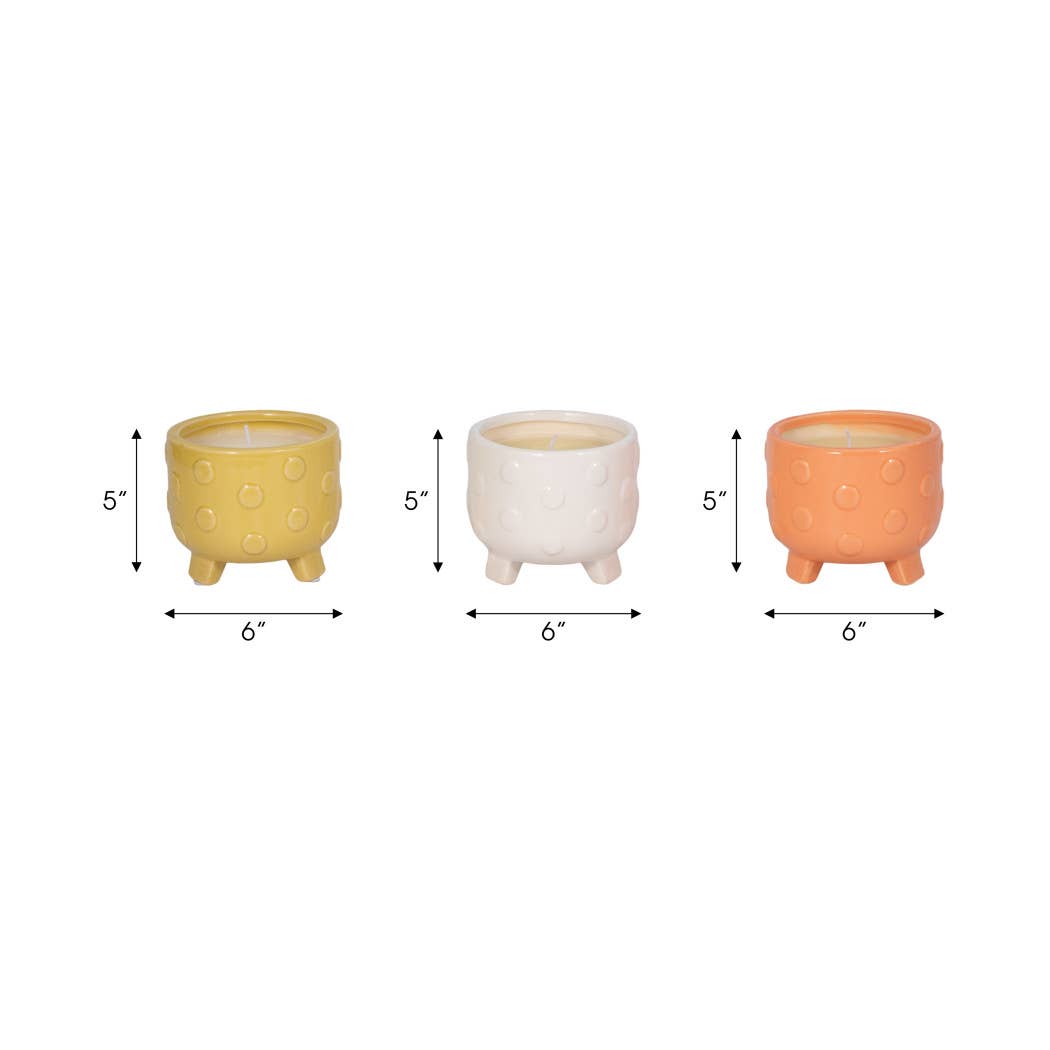 Ceramic Big Dot Footed Planter, 16 Oz white color (one candle)