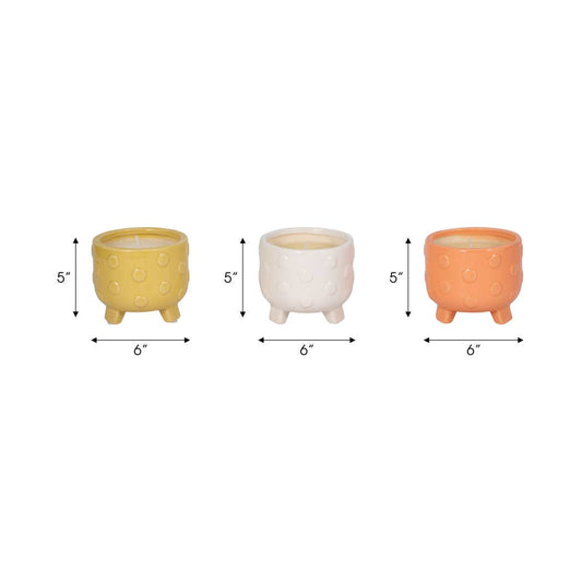 Ceramic Big Dot Footed Planter, 16 Oz white color (one candle)