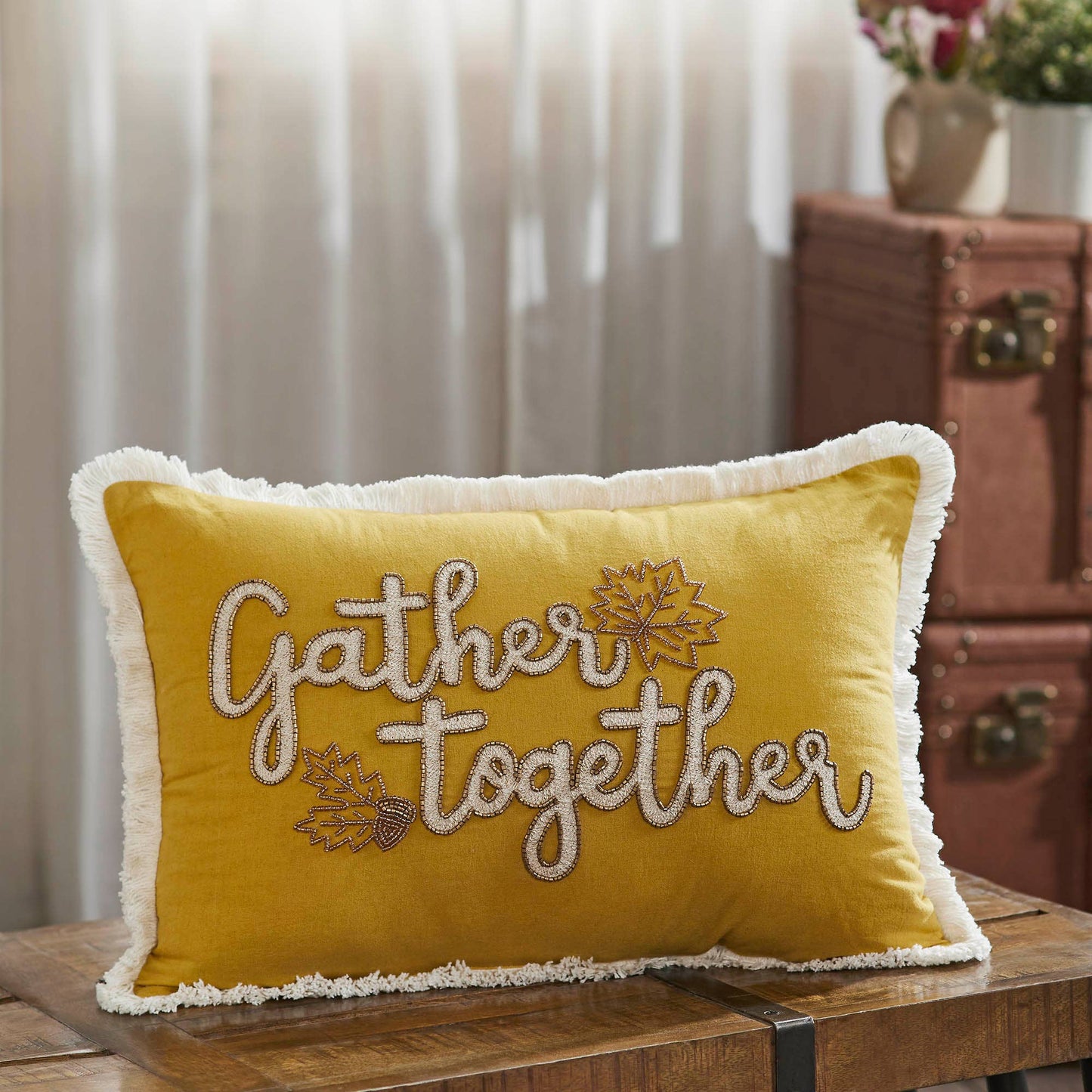 Autumn Harvest Fall Leaves Throw Pillow 14x20
