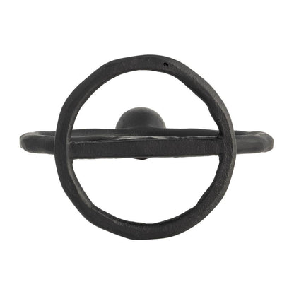 Metal Round Ring Taper Candle Holder - Black, 8 in.