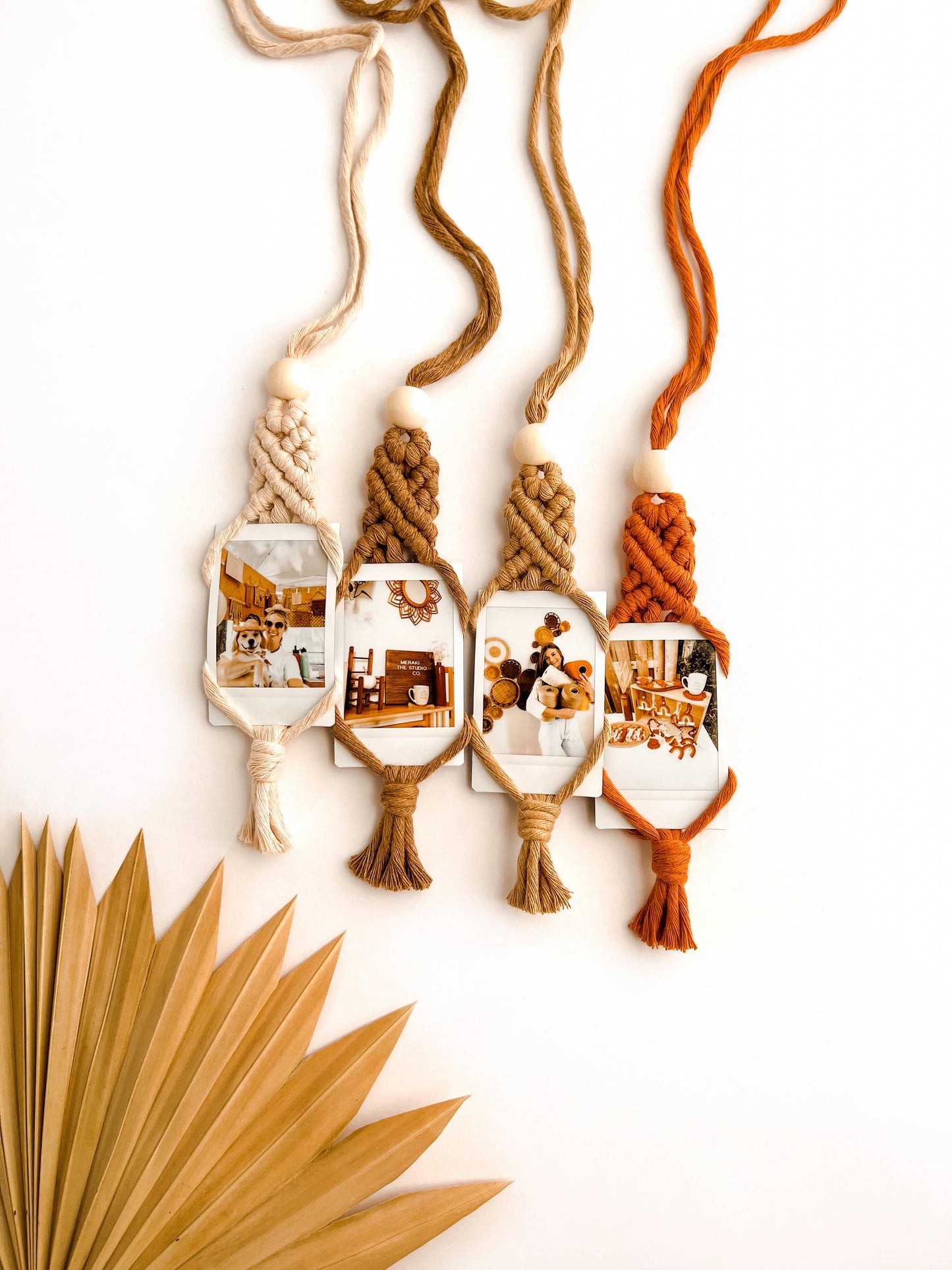 Macrame Car Charm Diffuser | Polaroid Holder | Air Freshener: White