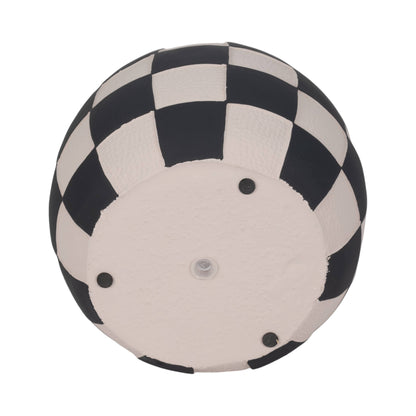 Planter - Black/White Pottery Checkerboard Rounded, 8 in.