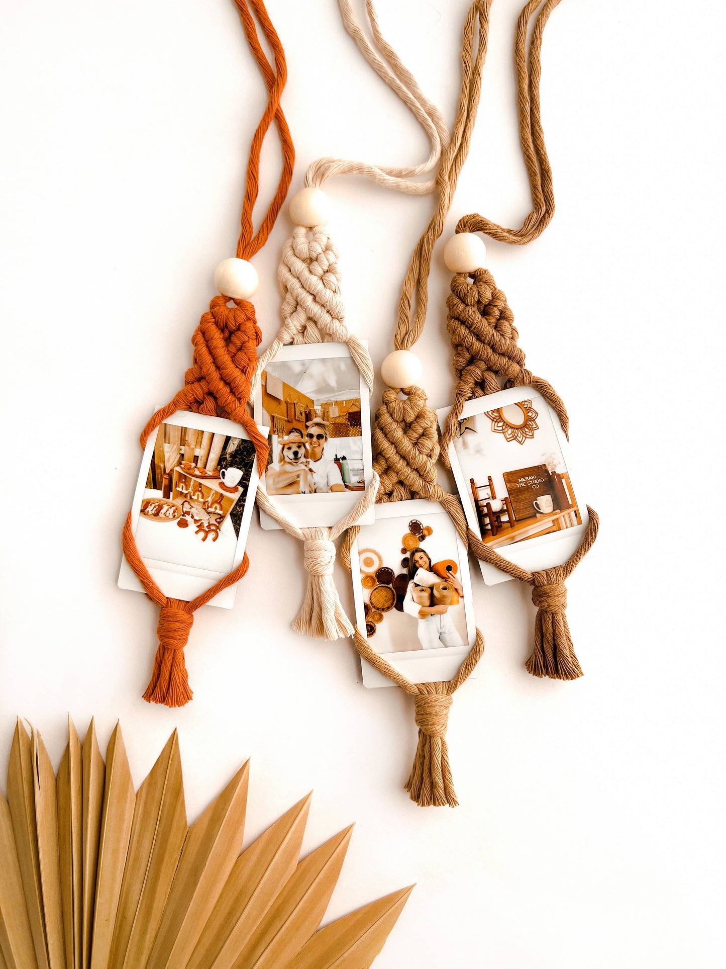 Macrame Car Charm Diffuser | Polaroid Holder | Air Freshener: White